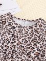 Little Girls' Leopard Print Patchwork Mesh Dress