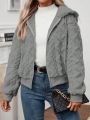 SHEIN Unity Textured Fluffy Hooded Jacket