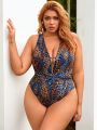 SHEIN Swim SXY Plus Size Leopard Print One-Piece Swimsuit