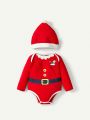 Cozy Cub Baby Boy 2pcs Christmas Print Bodysuit & 1pc Hat