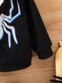 Baby Boy Spider Print Two Tone Hooded Jacket Without Tee