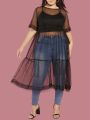 SHEIN CURVE+ Plus Size Polka Dot Mesh Dress