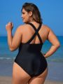 SHEIN Swim Classy Plus Size Solid Color One-Piece Swimsuit