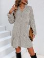 SHEIN LUNE Lantern Sleeve Shirt Dress