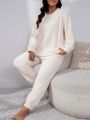 Plus Solid Rib-knit PJ Set