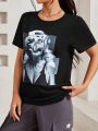 SHEIN PETITE Women's Printed T-Shirt With Character Design