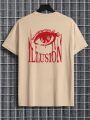 Men's Plus Size Eye & Letter Print T-Shirt