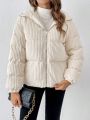 SHEIN Frenchy Women's Solid Color Corduroy Hooded Jacket