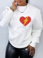 SHEIN Slayr Heart & Lightning Print Sweatshirt