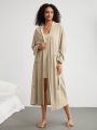 SHEIN Leisure Women'S Vertical Stripe Home Clothing Robe