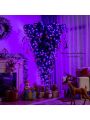 Costway 6ft Upside Down Christmas Halloween Tree Black w/270 Purple LED Lights