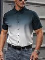 Extended Sizes Men's Gradient Short Sleeve Shirt