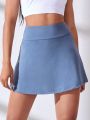 Tennis Basic Wideband Waist Sports Skort With Phone Pocket