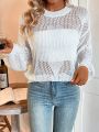 Women's Hollow Out Drop Shoulder Long Sleeve Sweater
