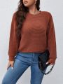 Plus Batwing Sleeve Buttoned Back Sweater