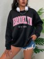 Plus Letter Graphic Drop Shoulder Sweatshirt