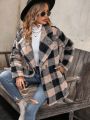 Buffalo Plaid Pattern Double Breasted Teddy Coat