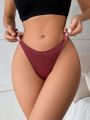 Women's Solid Color Studded T-back Thong