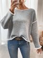 SHEIN Essnce Women's Color Block Drop Shoulder Sweater