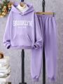 Girls' Big Kids’ Letter Printed Hoodie And Sweatpants Set