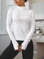 Yoga Basic Half Zip Thumb Holes Sports Sweatshirt