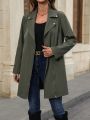 SHEIN Essnce Zip Up Belted Trench Coat