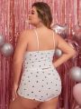 Plus Size Women's Heart Pattern Printed Pajama Set