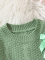 Baby Girl Bow Front Split Hem Sweater