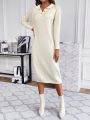 SHEIN Essnce Polo Neck Drop Shoulder Sweater Dress