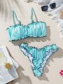 SHEIN Swim Mod Contrast Color Ruffled Bikini Set