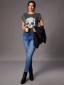 SHEIN Tall Ladies' Skull Print Batwing Sleeve T-Shirt