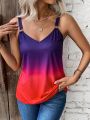 SHEIN LUNE Gradient Printed Cami Top With Circular Metal Detail