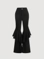 SHEIN MOD Women's Ruffle Hem Flare Sleeve Long Pants