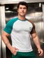 Manfinity Hypemode Men'S Color Block Raglan Sleeve T-Shirt With Expression Print