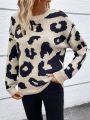 Leopard Pattern Drop Shoulder Sweater