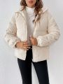 SHEIN Frenchy Women's Solid Color Corduroy Hooded Jacket