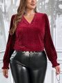 SHEIN Clasi Plus Size Lantern Sleeve V-neck Blouse