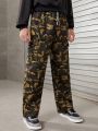 SHEIN Teen Boy Camo Print Drawstring Waist Pants