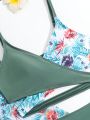 Teen Girls' Plant Print Two-Piece Swimsuit Set