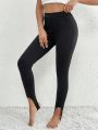 SHEIN Essnce Women'S Solid Color High Waisted Footed Leggings