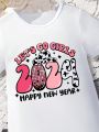 Little Girls' Slogan Printed Dress