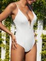 SHEIN Swim Chicsea Women'S V-Neck Cami One-Piece Swimsuit