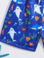 Boys' Cartoon Printed Swim Trunks