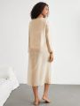 SHEIN Leisure Women'S Round Neck Long Sleeve Homewear Dress