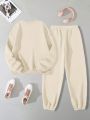 2pcs/set Women's Letter Print Long Sleeve Sweatshirt And Sweatpants