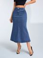 Women's Long Mermaid Style Denim Skirt