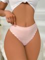 Seamless Thong Panties With Scalloped Shell Edges