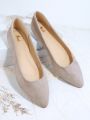 Faux Suede Pointed Toe Slip On Flats