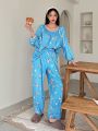 DAZY Women's Cartoon Animal Printed Long Sleeve Pajama Set