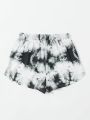 SHEIN Kids EVRYDAY Girls Bow Detail Tie Dye Dolphin Shorts